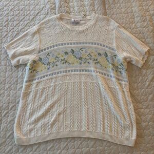 Vintage Y2K Women's Plus Size Boho Peasant Top Blouse W/ Florals Made In USA